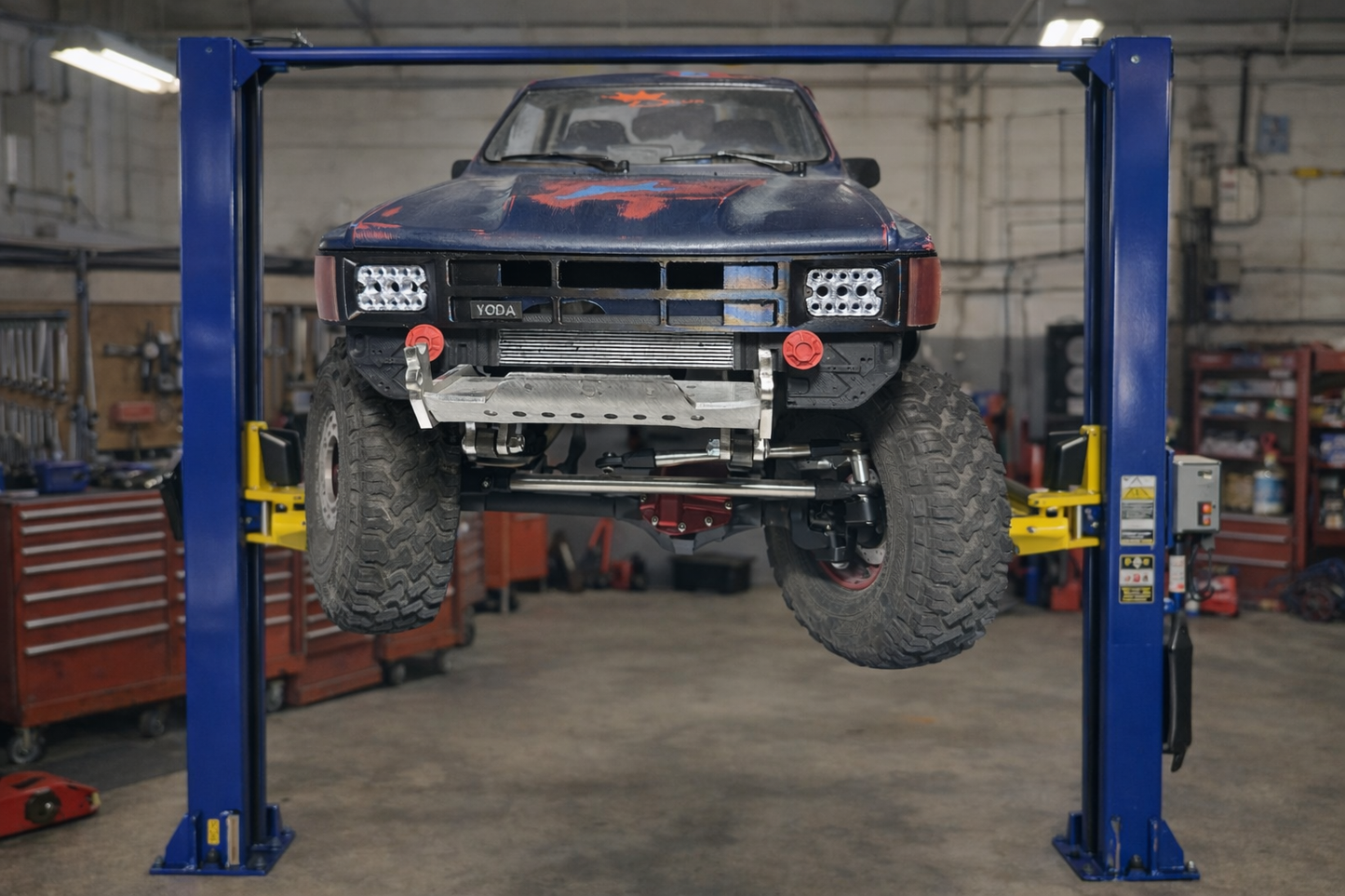 RockSlugCustoms ‘85 Hilux/XtraCab Grill w/ Light Bucket Inserts (physical product)